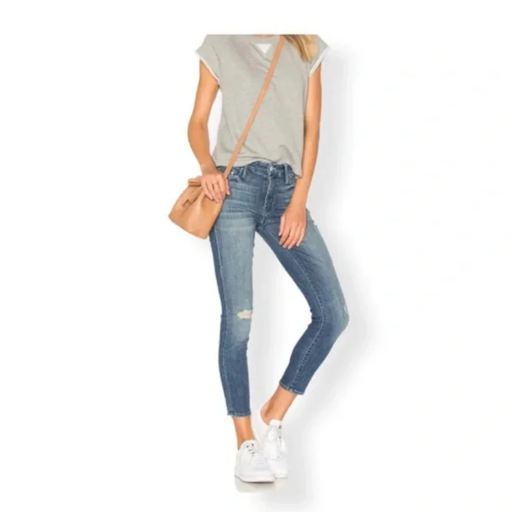 MOTHER The Looker Crop Gypsy Skinny Jeans Distressed - Picture 1 of 9